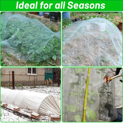 DIY Greenhouse Hoops Kit For Grow Tunnels 161 Piece Garden Support System with netting covering plants