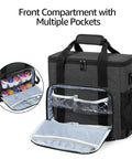Travel Coffee Maker Carrying Bag For Keurig K Mini And K Mini Plus with open front pockets for pods and accessories.