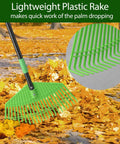 Heavy Duty Plastic Leaf Rake With 23 Tines, 16 Inch Wide Lawn Rake For Leaves And Grass, Thatch Garden Rake With Long Handle
