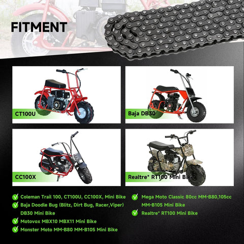 XIKOBY 35 chain breaker kit for mini bikes, 140-link chain; metal tool with CT100U, CC100X, Baja DB30 mini bikes