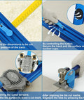 Close-up of Heavy Duty Manual Ceramic Tile Cutter Machine illustrating measurement, securing, cutting, and aligning features.
