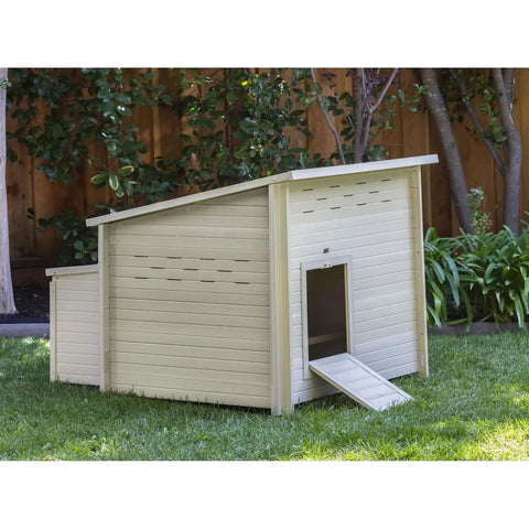 Ecoflex Jumbo Chicken Coop For 4 To 6 Chickens With No Fuss Assembly And Odor Resistant Build, Tan, urban barn style, outdoors