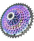 Ultra Light 10 Speed Mountain Bike Cassette 11-42T for Trail Enduro Riding shown with colorful nickel-plated steel cogs.