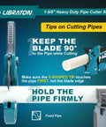 Heavy Duty PVC Pipe Cutter With Ratchet For PEX PVC And PPR Hoses Up To One And Five Eighths Inch Capacity in use on pipe