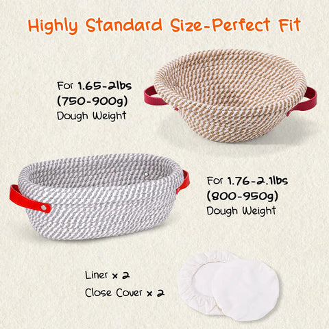 All In One Sourdough Starter Kit With 9 Inch Round And 11 Inch Oval Banneton Proofing Baskets Nonstick Liners Covers Whisk