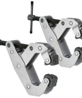 Two Pack Heavy Duty Cantilever Lever Clamps Featuring Deep Throat Access And Floating Parallel Jaws That Lock Rock Solid Without Binding, chrome molybdenum steel construction.