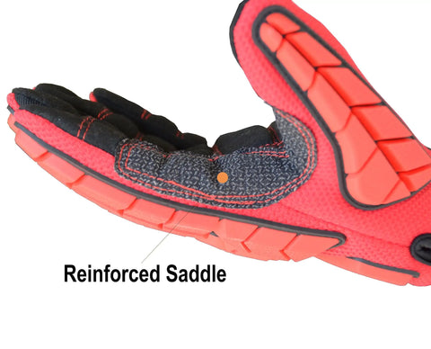 Close-up of reinforced saddle on Anti Vibration Work Gloves With 5mm SBR Padding And TPR Protector For Men Large Size Mechanic Gloves