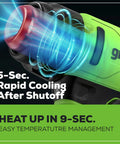 Zoomed view of Cordless Heat Gun Kit With 24V Battery And Charger Included, Portable Hot Air Tool, showing rapid cooling feature.