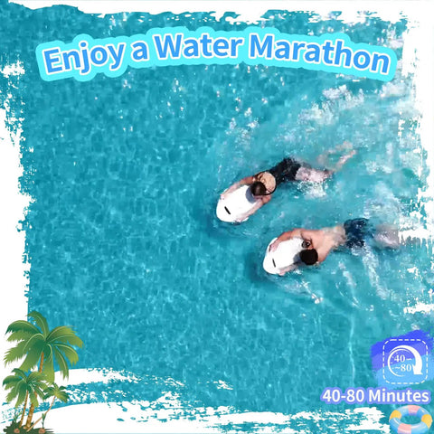 Two people riding Wakeboard Power Surfboard For Adults Hydrofoil Ride On Water Ready In Minutes in a pool.