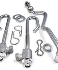 Heavy Steel Deck Lift Hanger Rod Kit Compatible With John Deere Tractors, featuring steel hooks and zinc fasteners for durability.