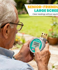 Senior man using Metal Water Flow Meter Three Quarters Inch GHT Garden Hose Thread Brass Fittings with large screen in garden
