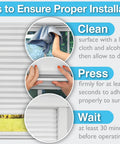 Steps for installing Cordless Room Darkening Pleated Paper Shade Gray 36x72 Inches Pack Of 6 No Tools Needed with images.