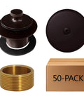 Rock Solid Twist Close Bathtub Drain Trim With One Hole Overflow Faceplate And Universal Connector In Quality Oil Rubbed Bronze Finish Built Tough Fifty Pack including drain trim, faceplate, and connector.
