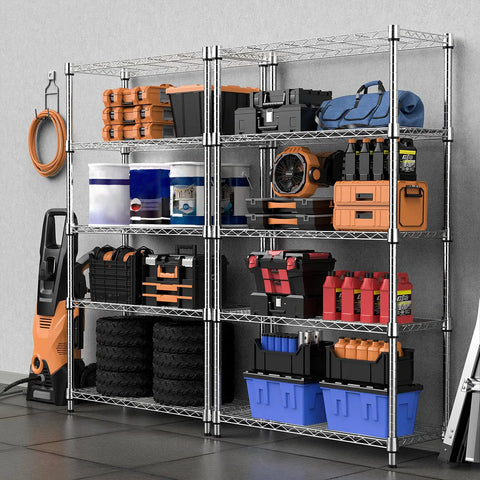 Built Tough Heavy Duty Five Tier Steel Wire Shelving Rack That Holds Everything You Got For Garage Kitchen And Office Spaces Thanks To Rock Solid Frames Massive Weight Capacity Making Organization An Absolute Breeze Daily