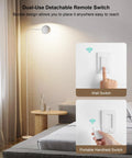Remote Control Outlet With Wireless Wall Switch Plug And Play Setup Two Independent Outlets 200 Ft RF Range illustration