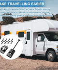 Road Warrior Six Inch T Style Entry Door Holder For Camper And RV Setups with screws, black mount shown outside RV.