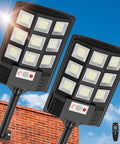 IP66 Waterproof Solar Street Lights With Motion Sensor And Remote, 6500K Dusk To Dawn Security Flood Lights, 2 Pack