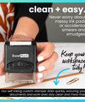 Slick Self Inking Rubber Stamp With Bold Red Ink For Quick Paid Documents And Relaxed Office Vibes. Self-inking, compact design.