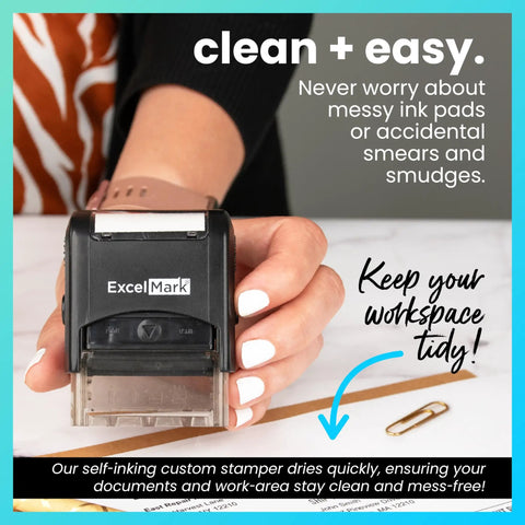 Slick Self Inking Rubber Stamp With Bold Red Ink For Quick Paid Documents And Relaxed Office Vibes. Self-inking, compact design.