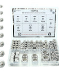 130-Piece SAE Lock Nut Set Stainless Steel 304 A2-70 Includes 6-32 8-32 10-24 10-32 in labeled box for DIY and machinery