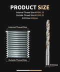 M10x1.25 thread repair kit with stainless steel insert and 14mm HSS drill; 10-piece set