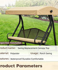 Replacement Swing Canopy Top Cover 420D Fabric All Weather UV Waterproof Beige Durable Tear Resistant Shield For Outdoor Swing Frames Easy Fit Protects Against Wind Dust Rain And Sun