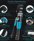 Pro Grade 10 Ton Hydraulic Crimping Tool With 9 Dies For Battery Cables And Wire Rope Crimper For 12 AWG To 2/0 AWG