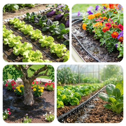 230 Foot Drip Irrigation System With One Quarter Inch Soaker Hose And Weeping Technology watering gardens and flower beds