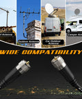 15 Foot RG8X Coax Cable With PL259 Connectors For CB And HAM Radios, Low Loss 50 Ohm, Pro Grade Pure Copper Core, outdoor antennas