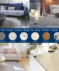 Living areas showcasing 14 Piece Non Slip Rug Tape Set With Rug Grippers And Pad Grippers For Hardwood Floors, Tile, and Mats.