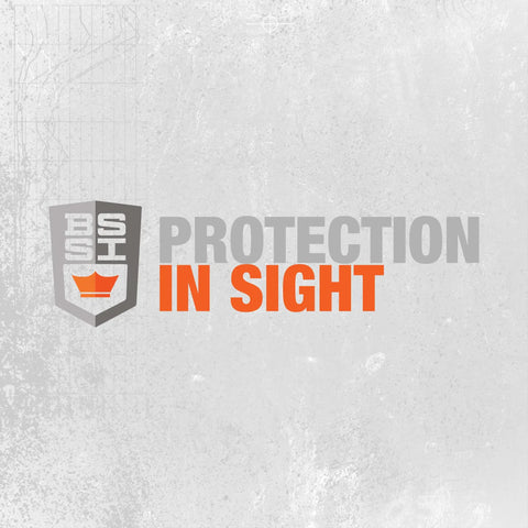 Protection In Sight logo with crown emblem on textured background