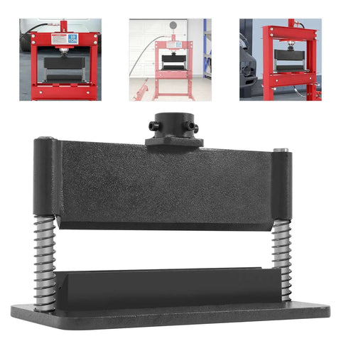 Hydraulic Press Brake Attachment For Metal Bending, Heavy Duty Shop Press Tool With Secure Fixing Screws shown in operation.