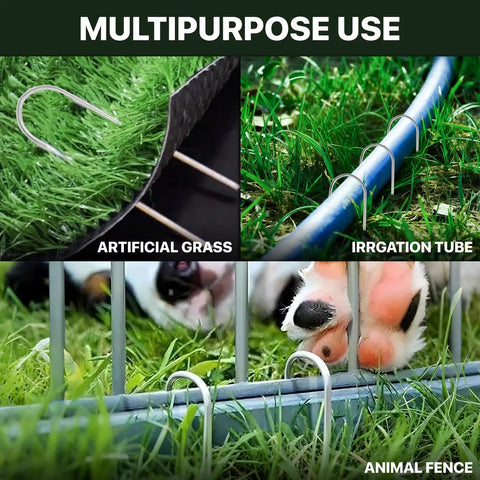 Beefy 4 Inch U Shaped Landscape Staples Pack Of 40 For Soaker Hose Drip Line Tubing securing artificial grass and fencing