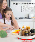 Mother and daughter using Non Slip Rotating Lazy Susan Turntable 360 Degree Swivel With Grippy Textured Surface Black 10 Inch