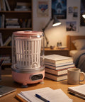 Game Changing Go Anywhere Portable Mini Washing Machine For Socks And Underwear With Hassle Free Cordless Operation Ultra Compact 3 Liter Tank Three Quick Wash Cycles A Sick Little Helper For Dorm Travel Or Camping Adventures on a desk in a cozy room.