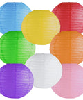 8 Inch Colorful Assorted Chinese And Japanese Hanging Paper Lanterns With Metal Frame 8 Pack Party Ready Image