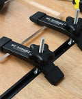 Rugged Aluminum T-Track Hold Down Clamps For Woodworking 6-3/8 Inch L By 1-1/4 Inch W Fits 3/4 X 3/8 T-Track Black Anodized Fine Sandblast 4 Pack