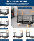Heavy Duty Folding Utility Cart And Cage Platform Truck With 1800 Lb Capacity in various configurations in garage setting.