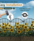 34ft 32 Panel Arch Metal Garden Fence For Rabbits And Dogs Rustproof Border Fencing shown in garden with sunflowers
