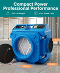 Beefed Up 3 Stage Filtration MERV 10 And HEPA Carbon Odor Removal Portable Air Purifier in blue, shown in office space.