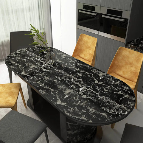 Extra Wide Black White Marble Contact Paper 31.5x197 Inches Peel And Stick Self Adhesive Vinyl Wallpaper on table surface.