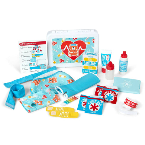 Get Well First Aid Kit Play Set For Kids With 25 Realistic Medical Tools For Pretend Doctor Play, Bandages, Cast, Sling
