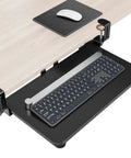 Under Desk Keyboard And Mouse Tray With Pull Out Slide, Adjustable C Clamp, 20 Inch By 11.8 Inch Surface, Black under desk drawer