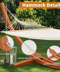 Close-up of 13 Ft Hammock With Stand For Two People Heavy Duty Outdoor Hammock Bed 550 Lb Capacity on sturdy arc frame with chains