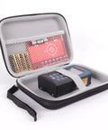 USA Gear Laser Measurement Tool Hard Case open view showing Bosch laser tape measure and accessories in a compact, water-resistant design.