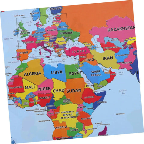 Colorful Laminated World Map Poster For Kid Friendly Wall Decor Educational Geography Chart For Preschool And Kindergarten