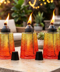 Citronella Glass Table Top Torches For Outdoor Patio 16oz Set Of 3 Red White Blue Decorative Torch Candles For Deck Backyard Parties Mosquito Repellent Lighting
