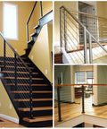 One Eighth Inch Black Stainless Steel Deck Cable 300 Ft With Cutter used in modern indoor stair railing projects