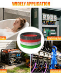TopShelf Six AWG THHN Stranded Copper Wire Bundle With Black Red White Conductors And Eight AWG Green Ground Cable Rated Up To Six Hundred Volts for various applications
