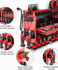 Power Tool Organizer Wall Mount With Drill Rack, Grinder Holder, Hammer And Pliers Rack, Locking Drawers, 6 Outlet Charging Shelf